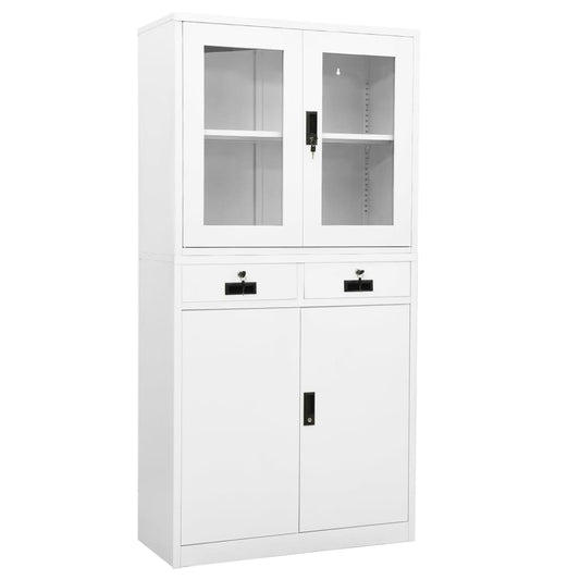 Armadio Per Ufficio 90X40X180 Cm In Acciaio E Vetro