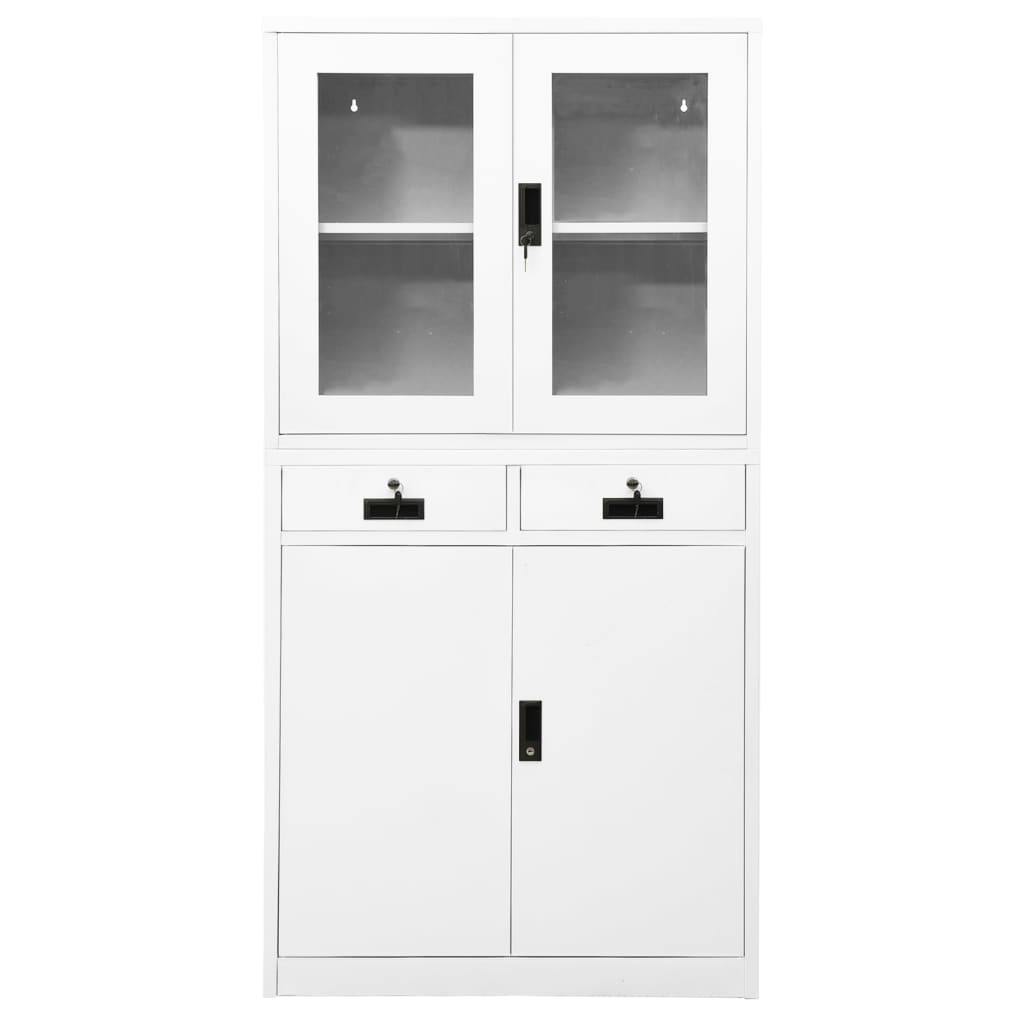 Armadio Per Ufficio 90X40X180 Cm In Acciaio E Vetro