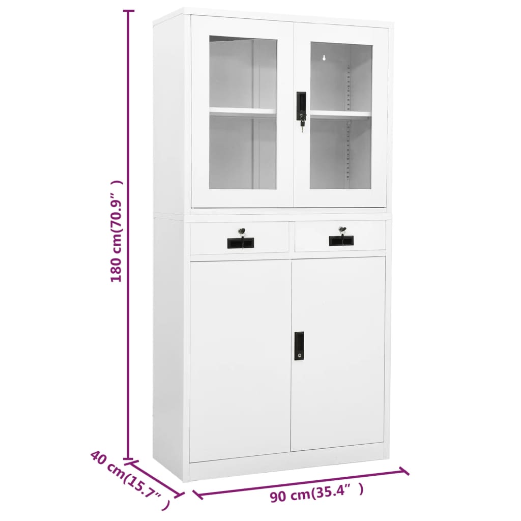 Armadio Per Ufficio 90X40X180 Cm In Acciaio E Vetro