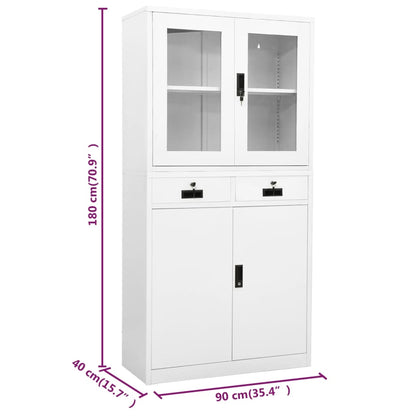 Armadio Per Ufficio 90X40X180 Cm In Acciaio E Vetro