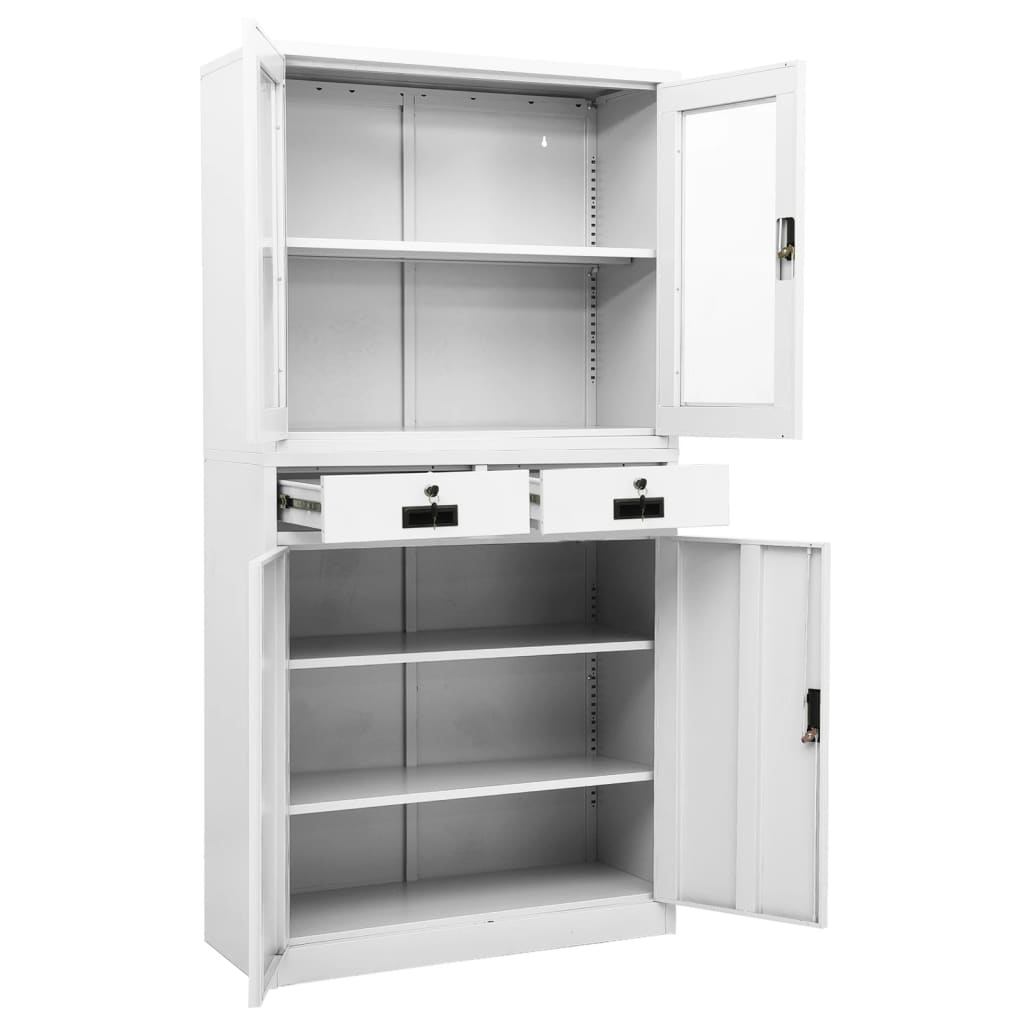 Armadio Per Ufficio 90X40X180 Cm In Acciaio E Vetro