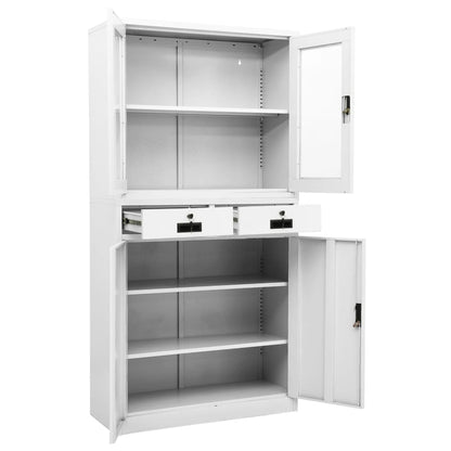 Armadio Per Ufficio 90X40X180 Cm In Acciaio E Vetro