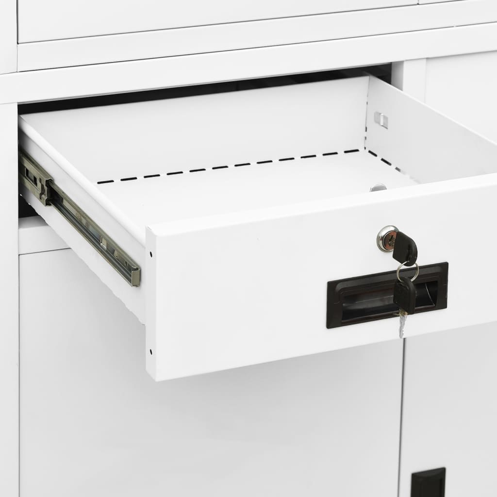 Armadio Per Ufficio 90X40X180 Cm In Acciaio E Vetro