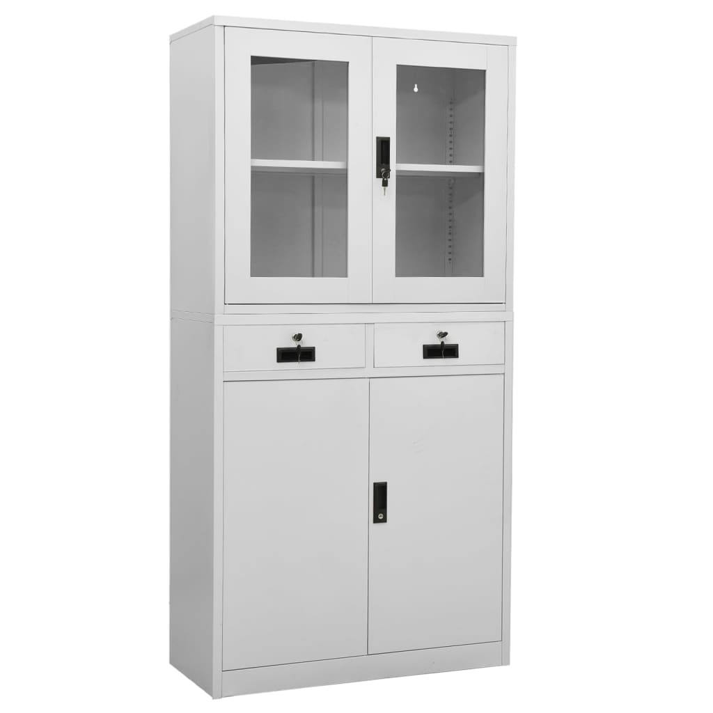 Armadio Per Ufficio 90X40X180 Cm In Acciaio E Vetro
