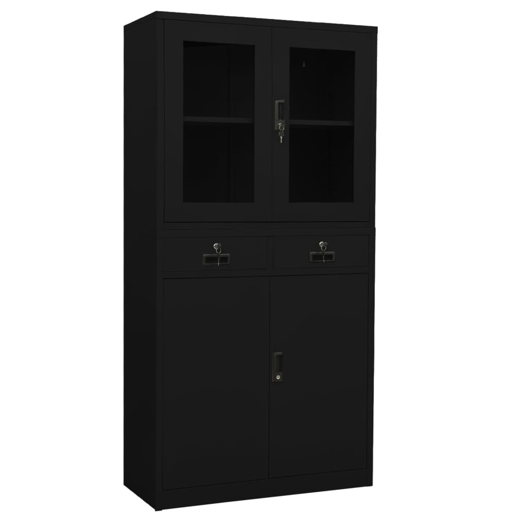 Armadio Per Ufficio 90X40X180 Cm In Acciaio E Vetro