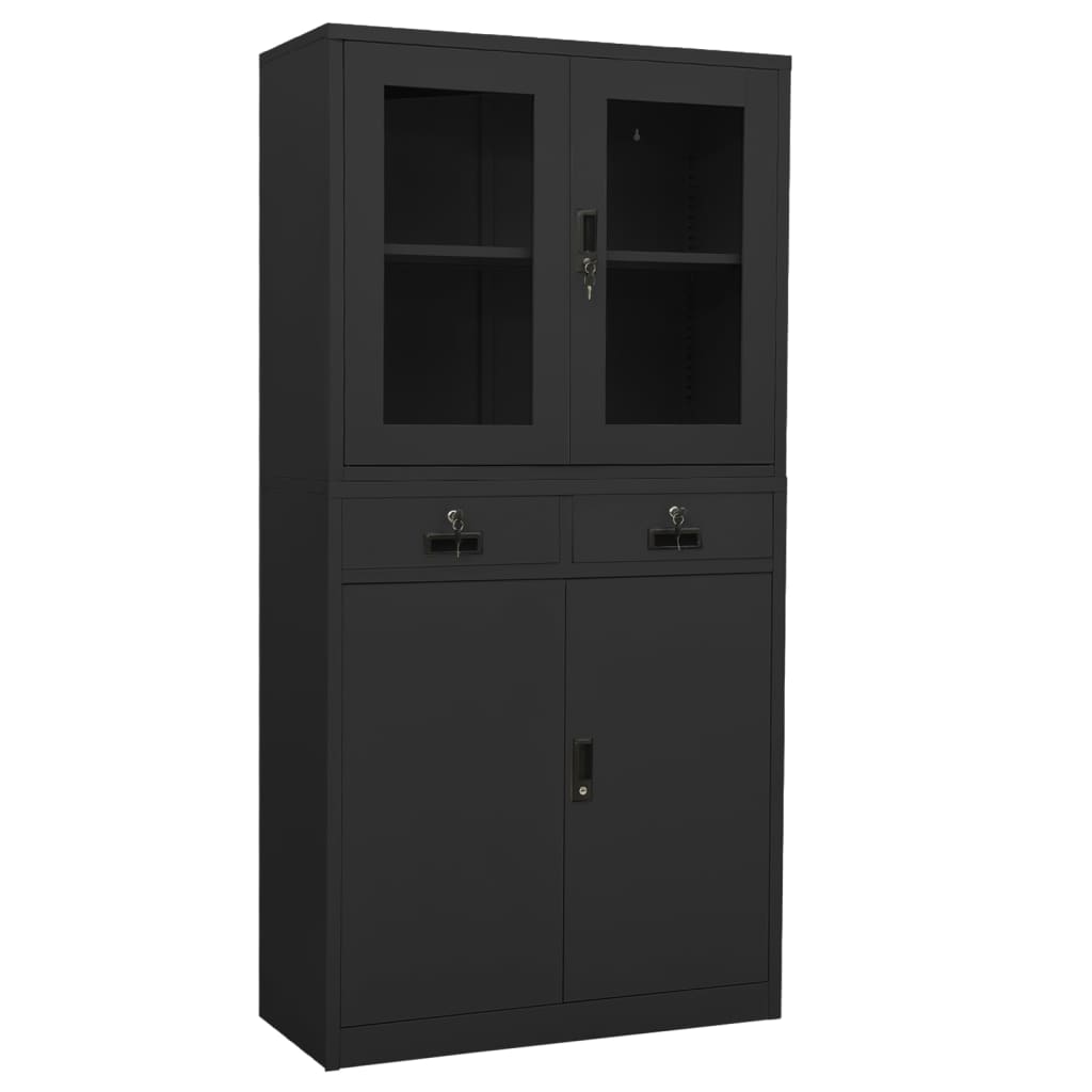 Armadio Per Ufficio 90X40X180 Cm In Acciaio E Vetro