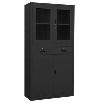 Armadio Per Ufficio 90X40X180 Cm In Acciaio E Vetro
