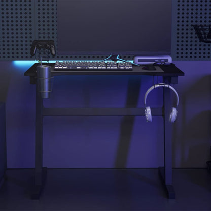 Scrivania Da Gaming Con Led E Gambe A Z Nera