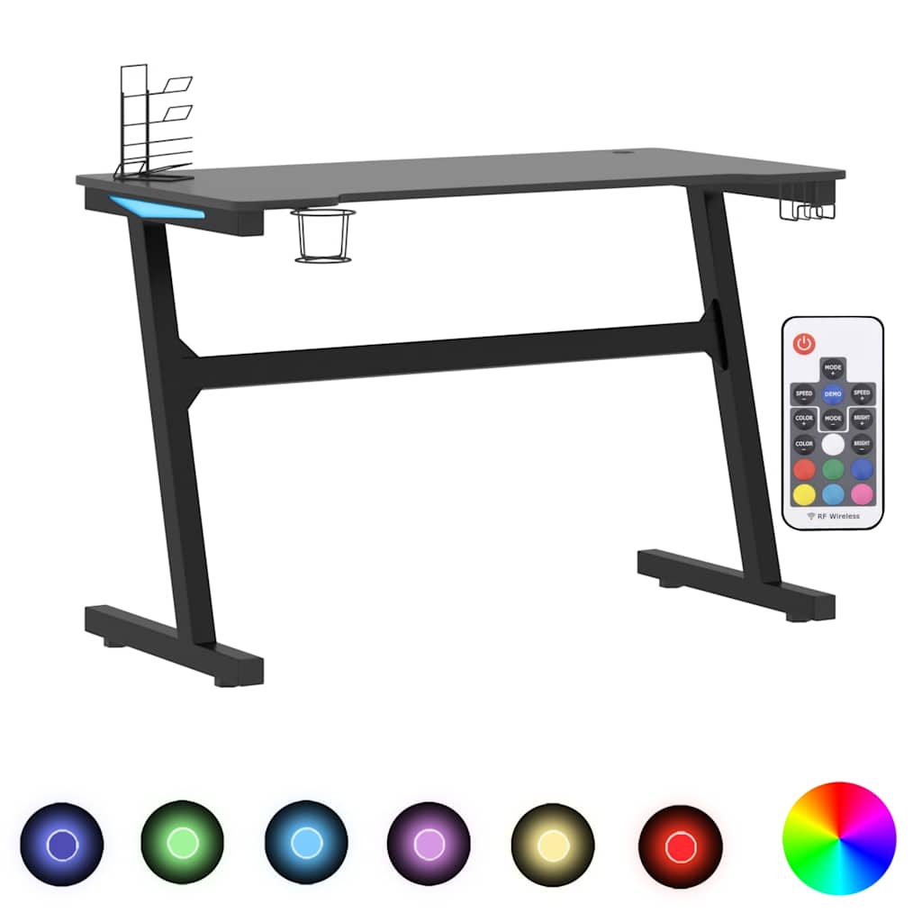 Scrivania Da Gaming Con Led E Gambe A Z Nera