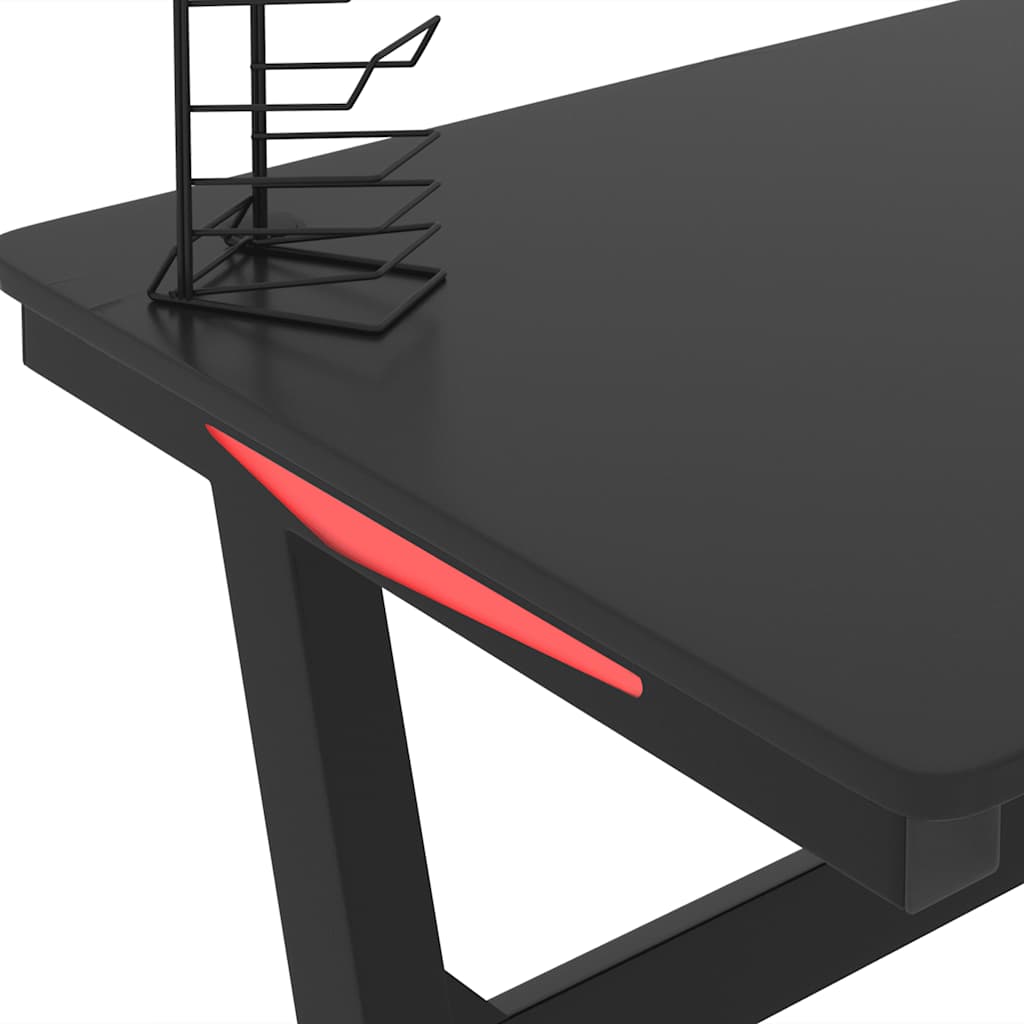 Scrivania Da Gaming Con Led E Gambe A Z Nera
