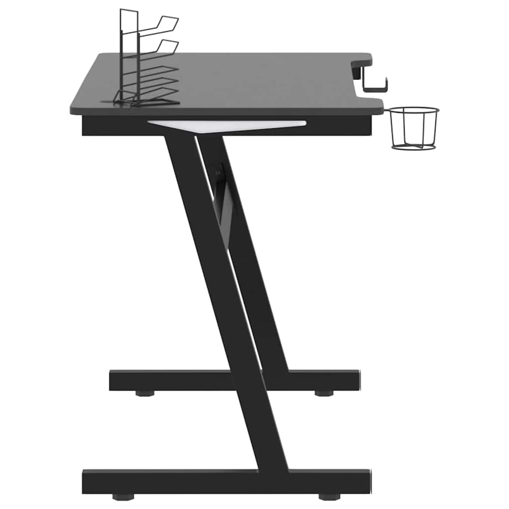 Scrivania Da Gaming Con Led E Gambe A Z Nera