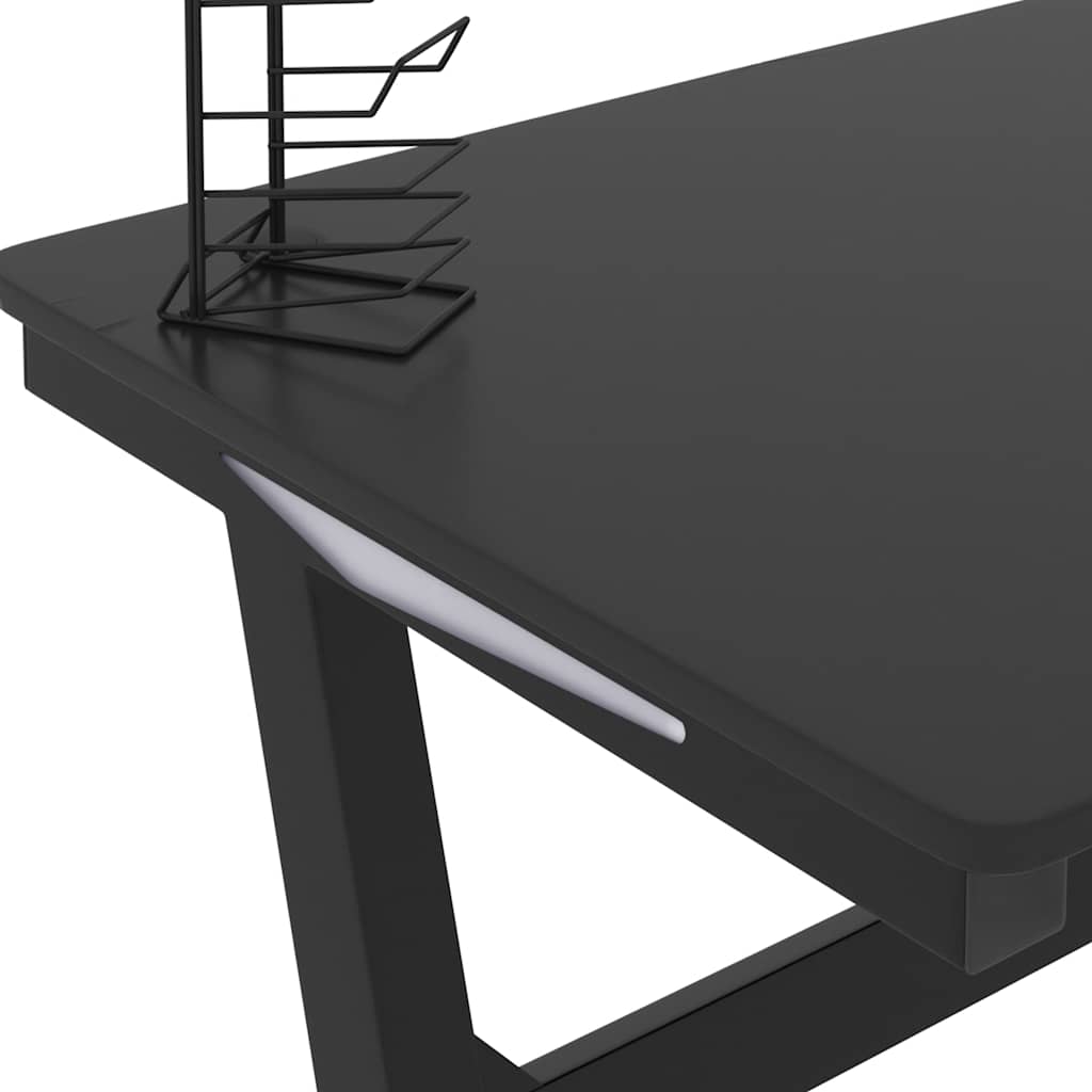 Scrivania Da Gaming Con Led E Gambe A Z Nera