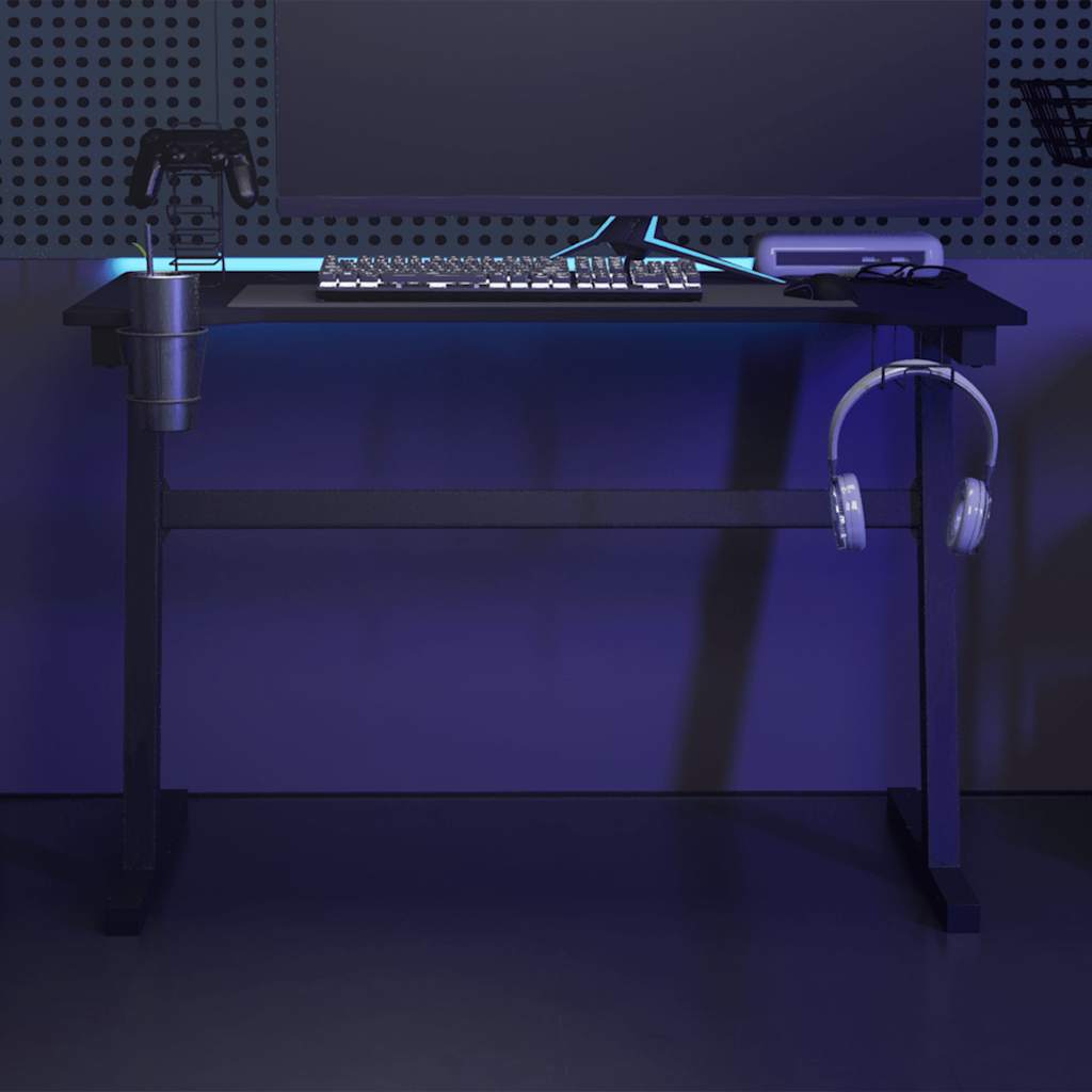 Scrivania Da Gaming Con Led E Gambe A Z Nera