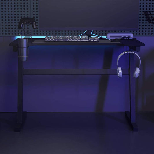 Scrivania Da Gaming Con Led E Gambe A Z Nera