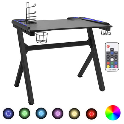 Scrivania Da Gaming Con Led E Gambe A Y Nera
