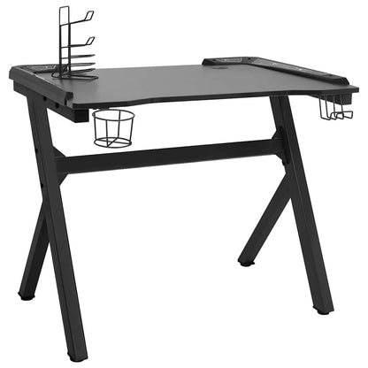 Scrivania Da Gaming Con Led E Gambe A Y Nera