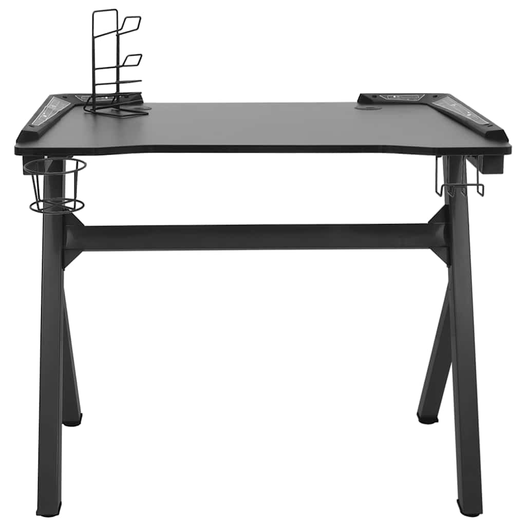 Scrivania Da Gaming Con Led E Gambe A Y Nera