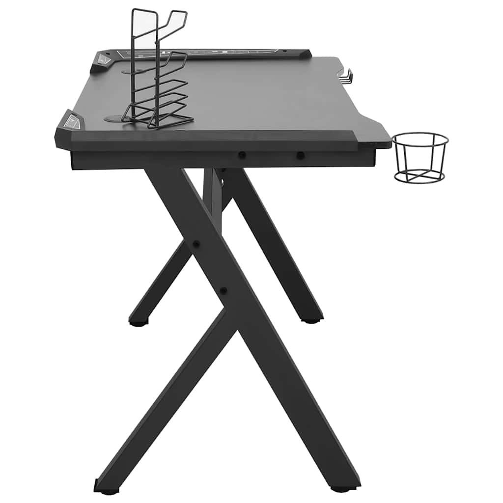Scrivania Da Gaming Con Led E Gambe A Y Nera