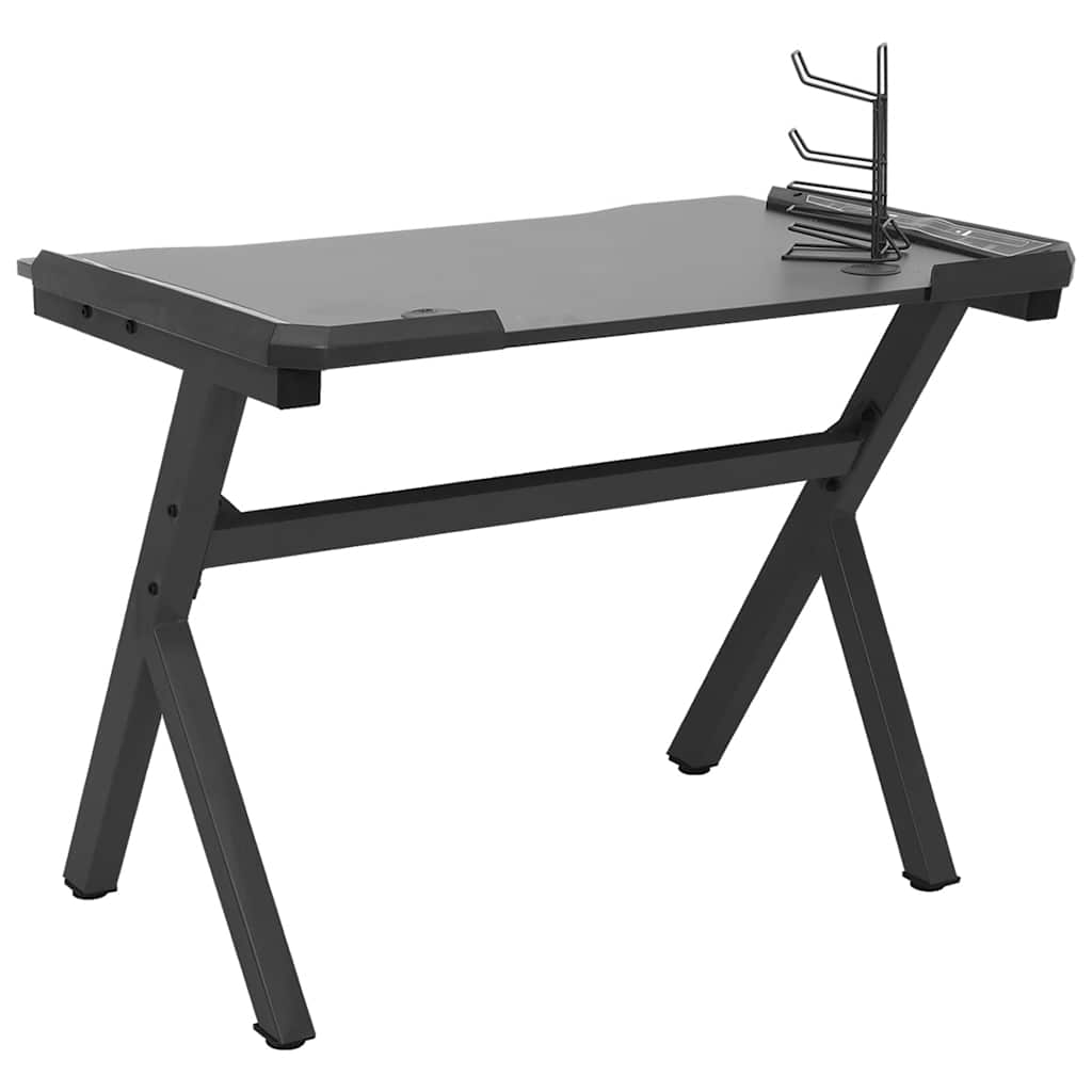 Scrivania Da Gaming Con Led E Gambe A Y Nera