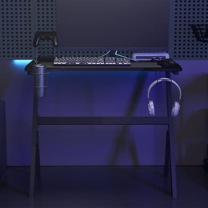 Scrivania Da Gaming Con Led E Gambe A Y Nera