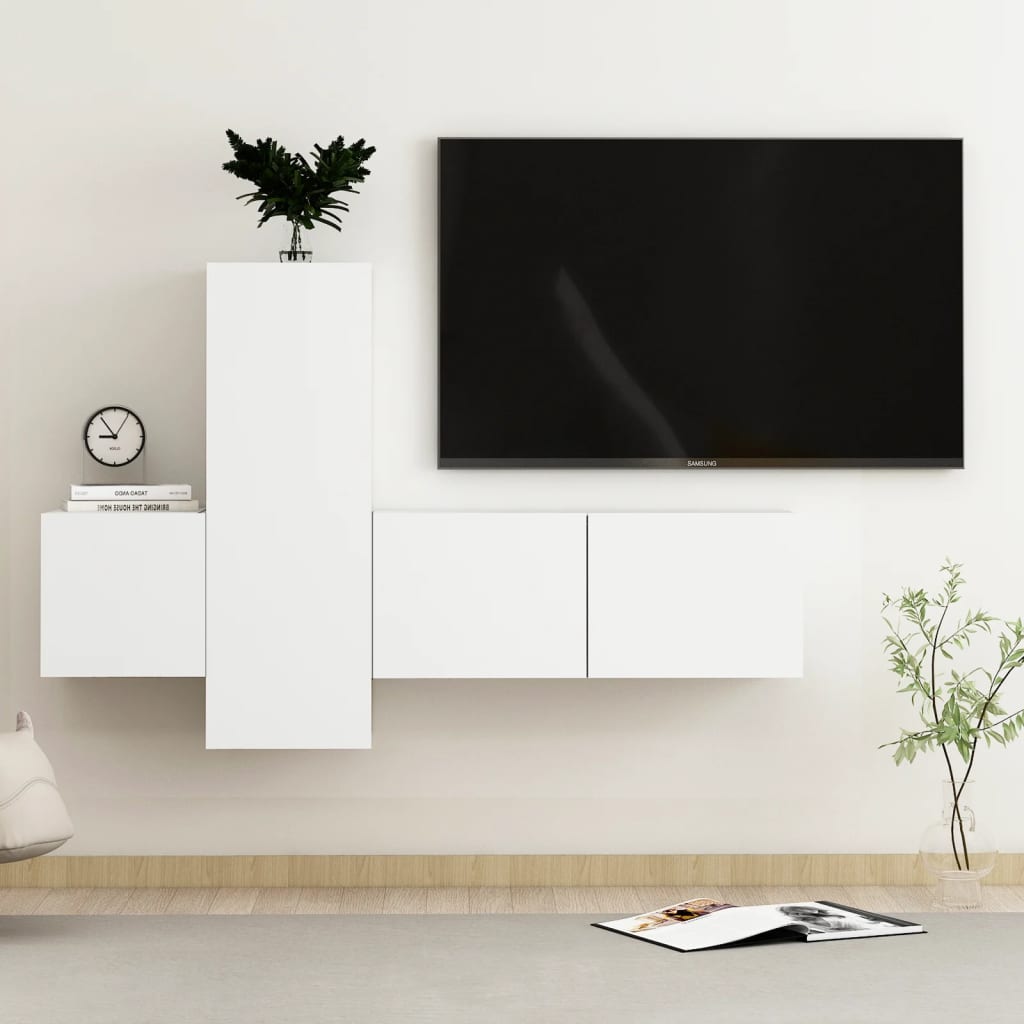 Set Di Mobili Porta Tv 3 Pz In Legno Multistrato