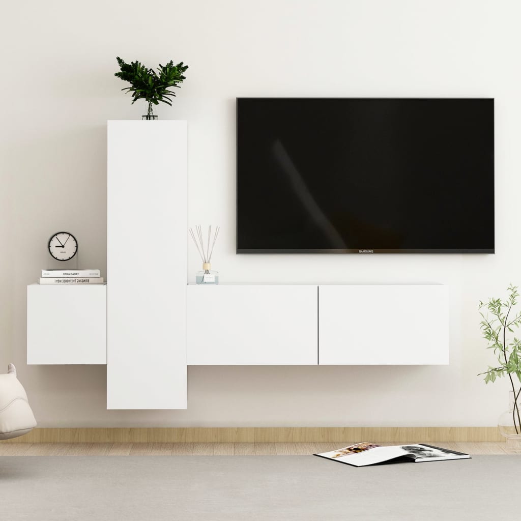 Set Di Mobili Porta Tv 3 Pz In Legno Multistrato