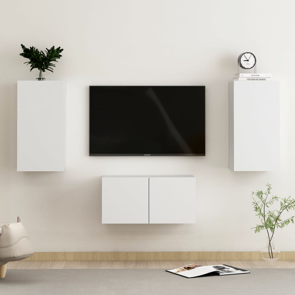 Set Mobili Porta Tv 3 Pz In Legno Multistrato