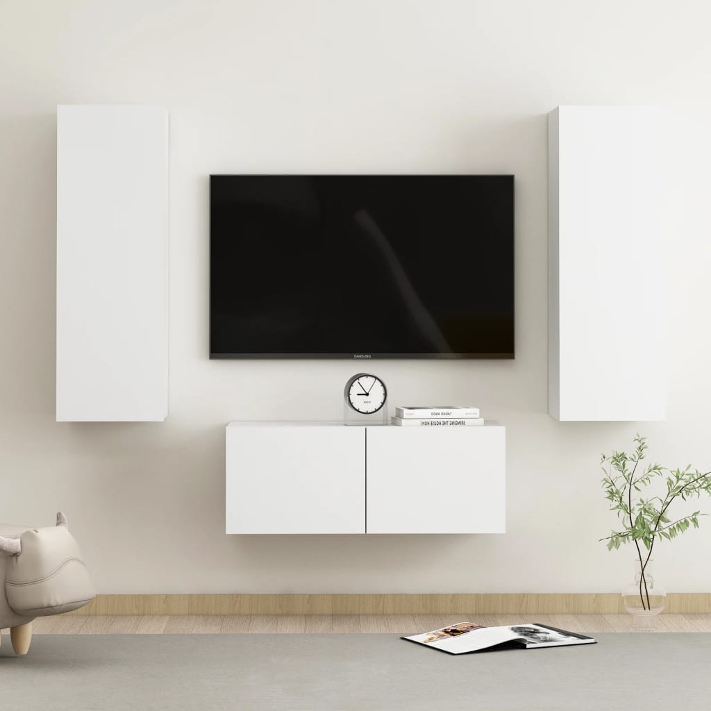 Set Mobili Porta Tv 3 Pz In Legno Multistrato