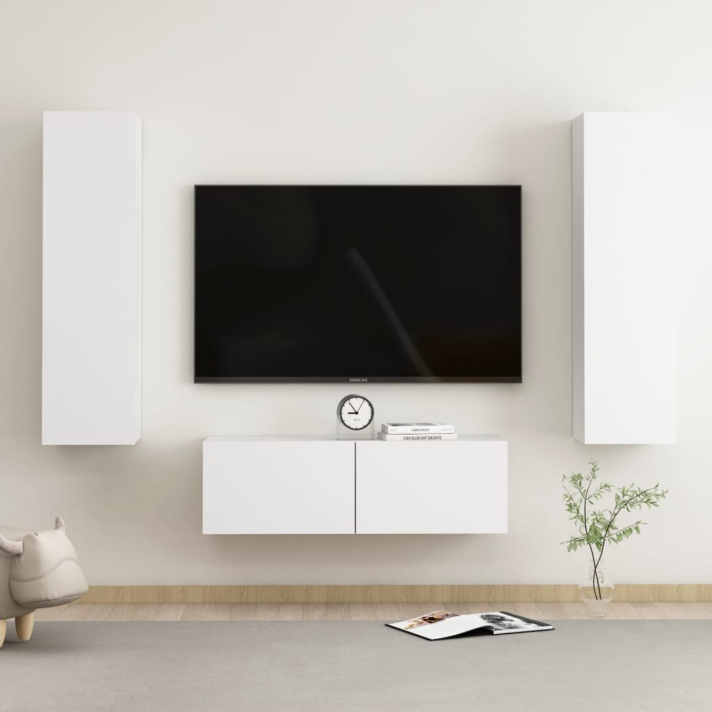 Set Mobili Porta Tv 3 Pz In Legno Multistrato