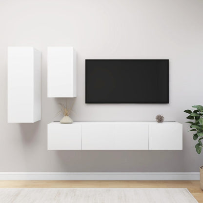 Set Mobile Tv 4 Pz Montato A Parete In Truciolato