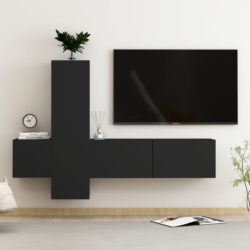 Set Di Mobili Porta Tv 3 Pz In Legno Multistrato