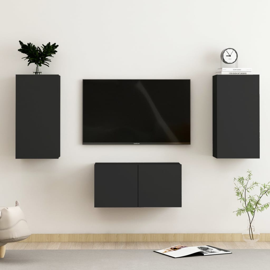 Set Mobili Porta Tv 3 Pz In Legno Multistrato