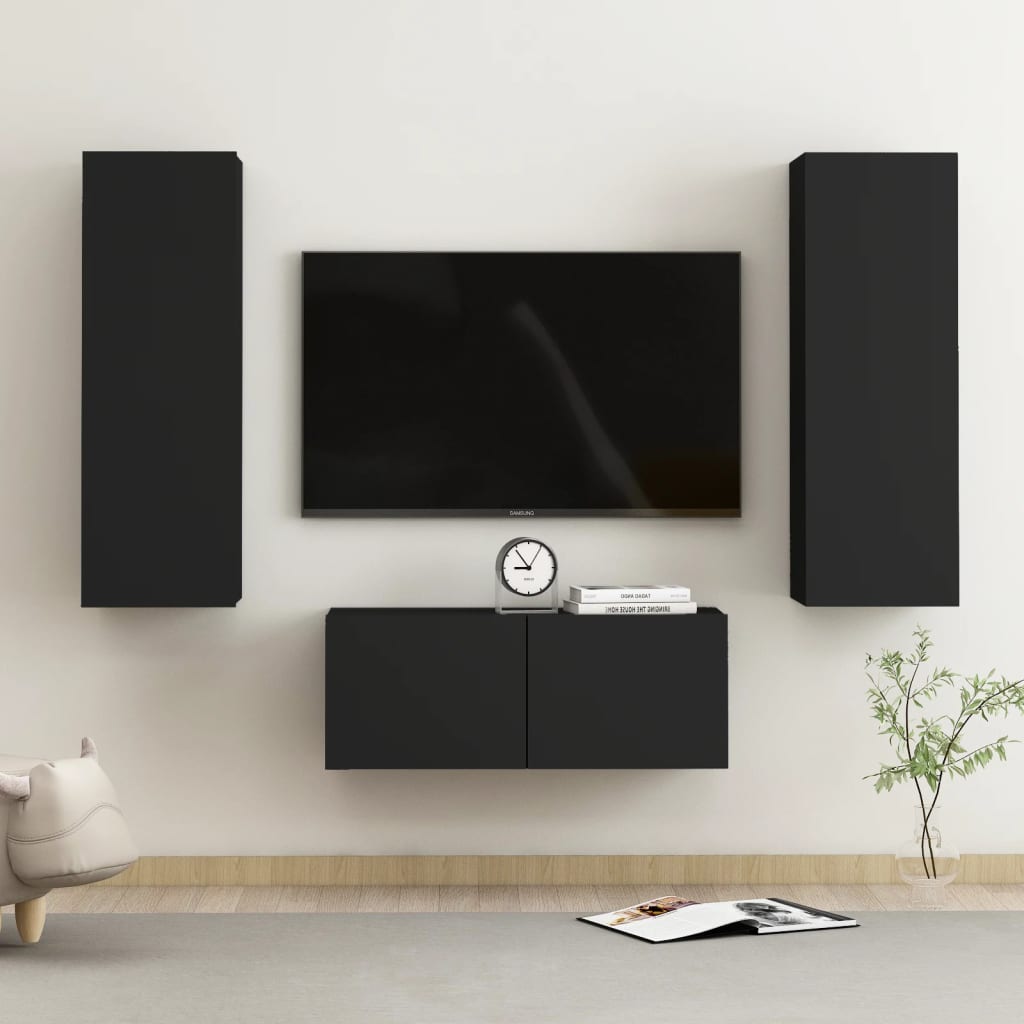 Set Mobili Porta Tv 3 Pz In Legno Multistrato