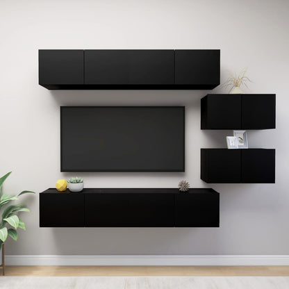 Set Mobile Tv 6 Pz Montato A Parete In Truciolato