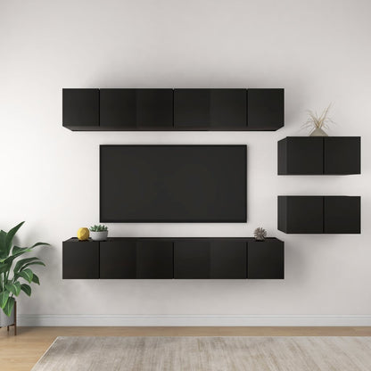 Set Mobile Tv 6 Pz Montato A Parete In Truciolato