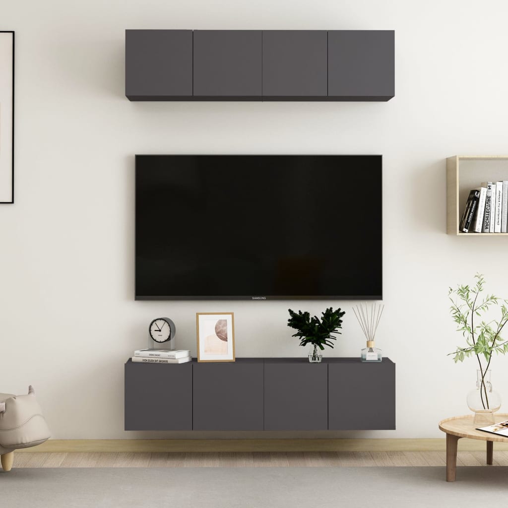 Mobili Tv A Parete 4 Pz In Legno Multistrato