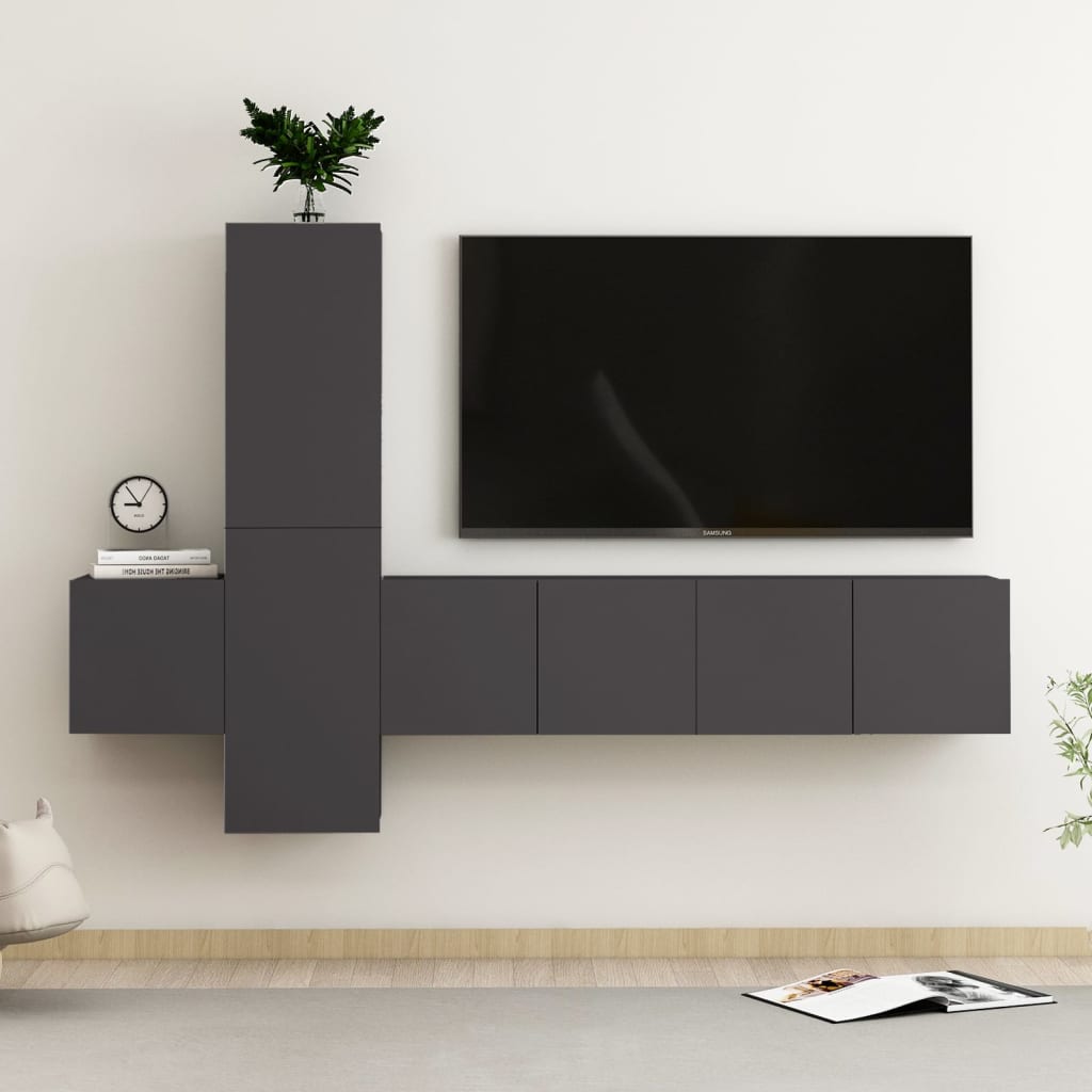 Set Di Mobili Porta Tv 3 Pz In Legno Multistrato