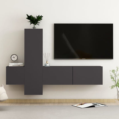 Set Di Mobili Porta Tv 3 Pz In Legno Multistrato