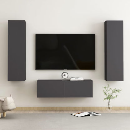 Set Mobili Porta Tv 3 Pz In Legno Multistrato