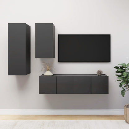 Set Mobile Tv 4 Pz Montato A Parete In Truciolato