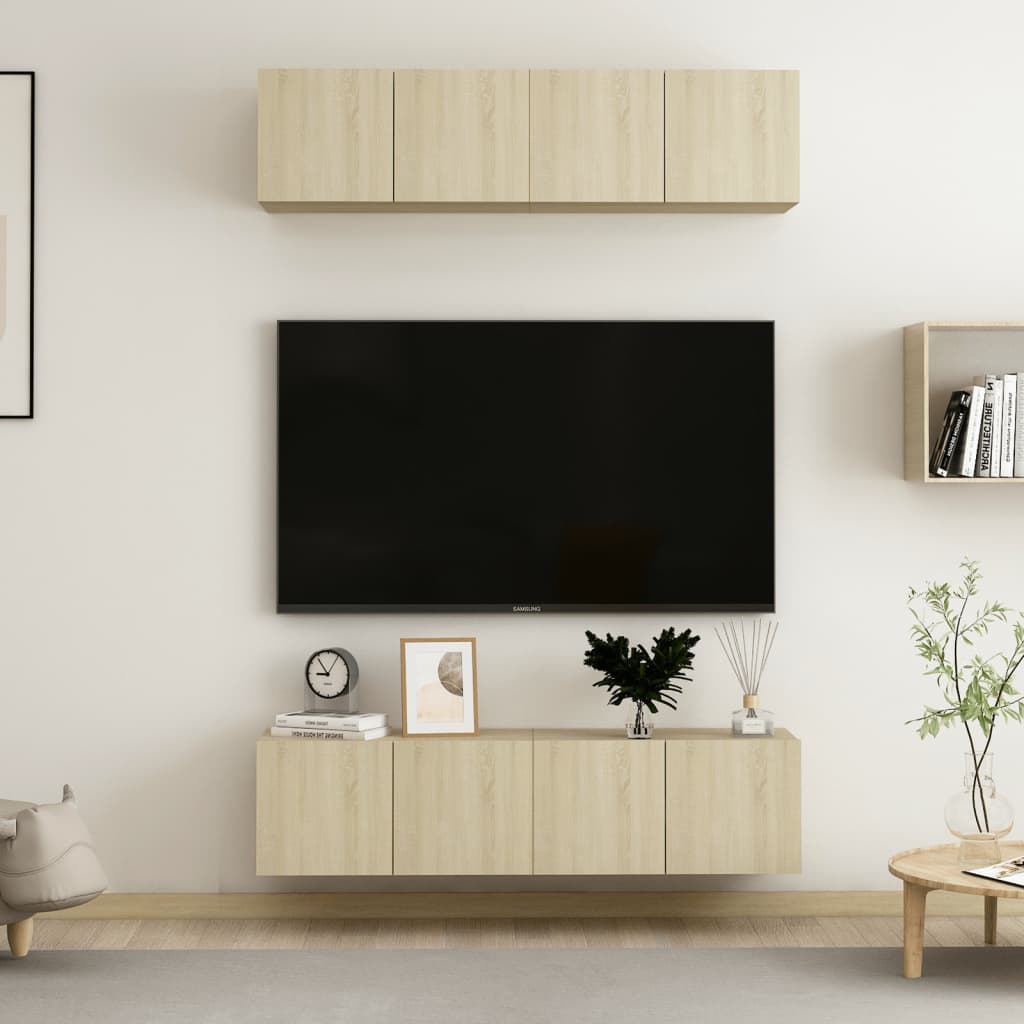 Mobili Tv A Parete 4 Pz In Legno Multistrato