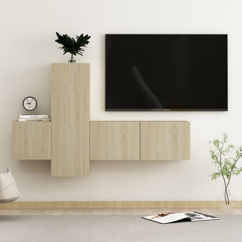 Set Di Mobili Porta Tv 3 Pz In Legno Multistrato
