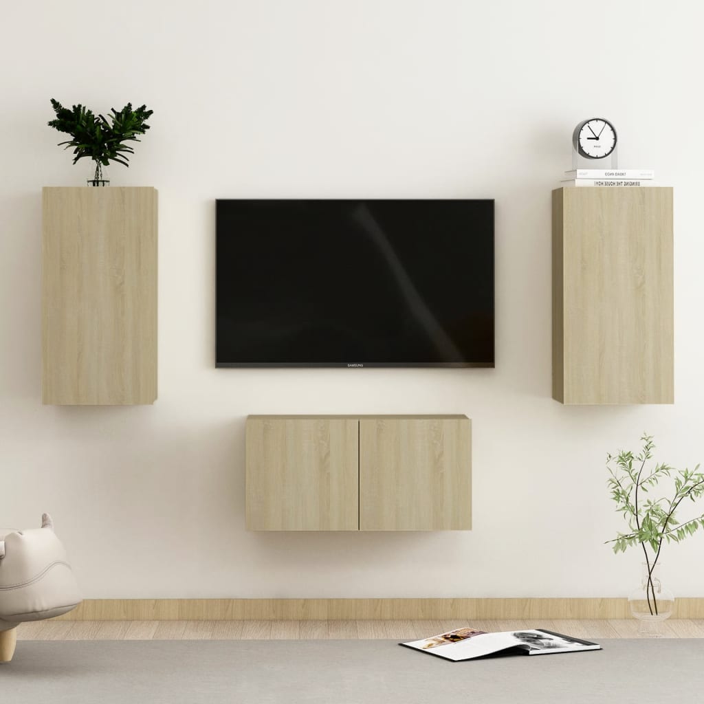 Set Mobili Porta Tv 3 Pz In Legno Multistrato