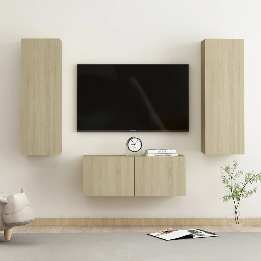 Set Mobili Porta Tv 3 Pz In Legno Multistrato