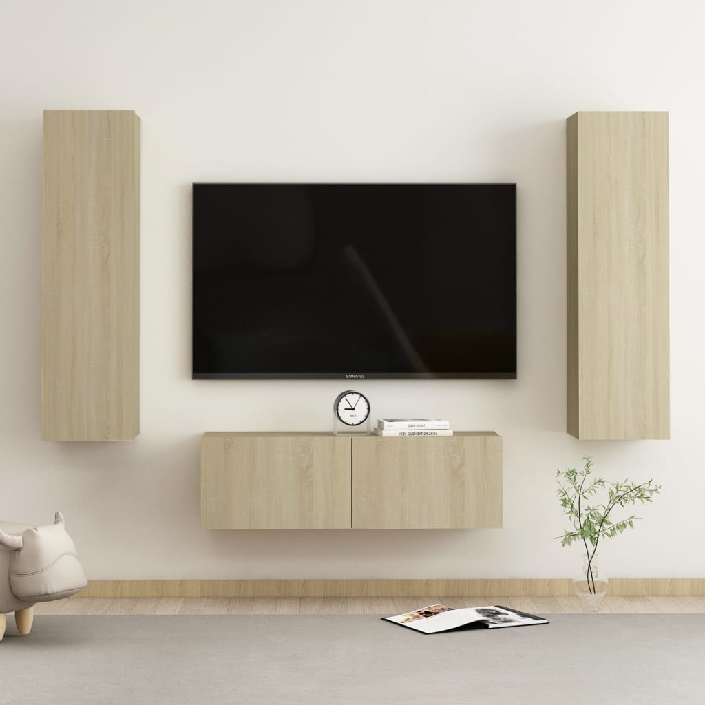 Set Mobili Porta Tv 3 Pz In Legno Multistrato