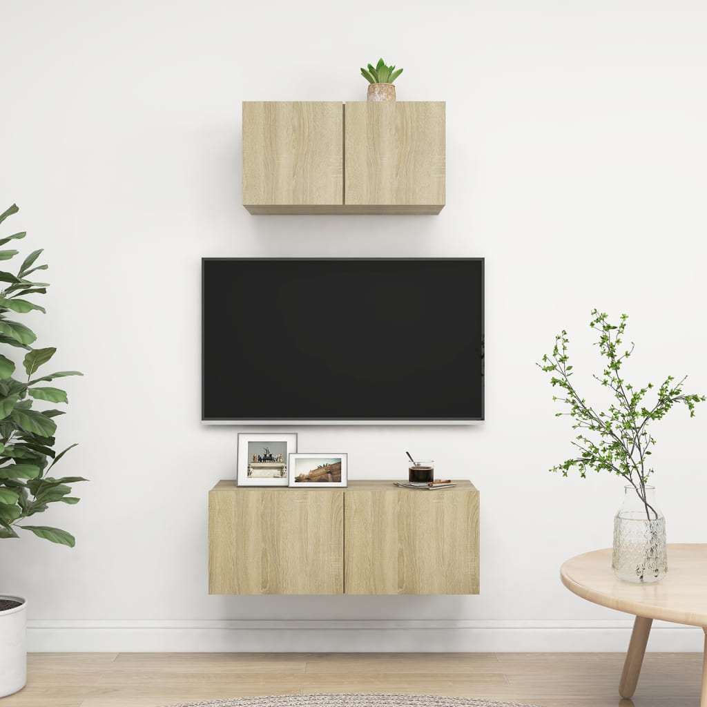 Mobili Tv A Parete 3 Pz 100X30X30 Cm In Truciolato
