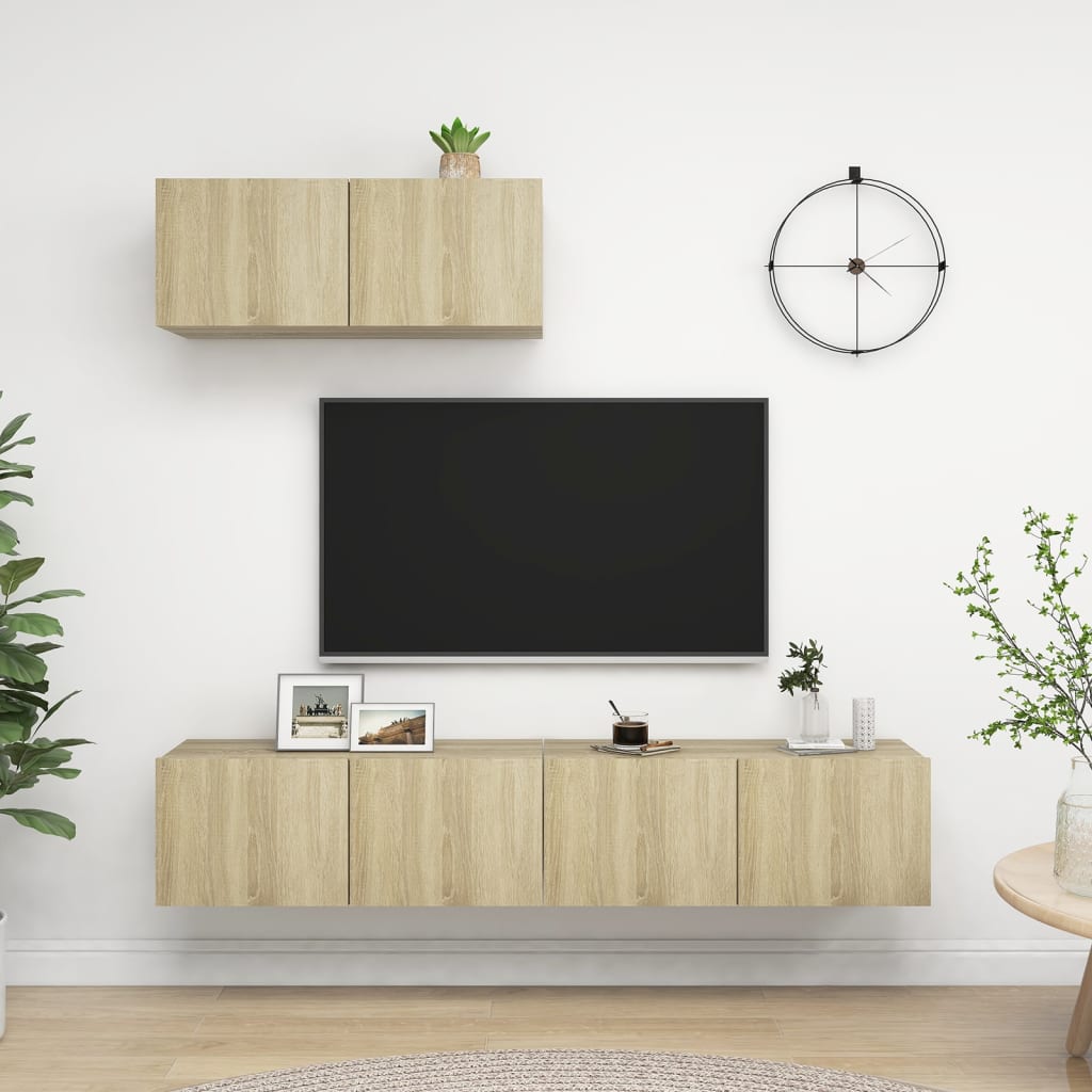 Mobili Tv A Parete 3 Pz 100X30X30 Cm In Truciolato