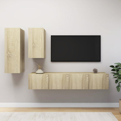 Set Mobile Tv 4 Pz Montato A Parete In Truciolato