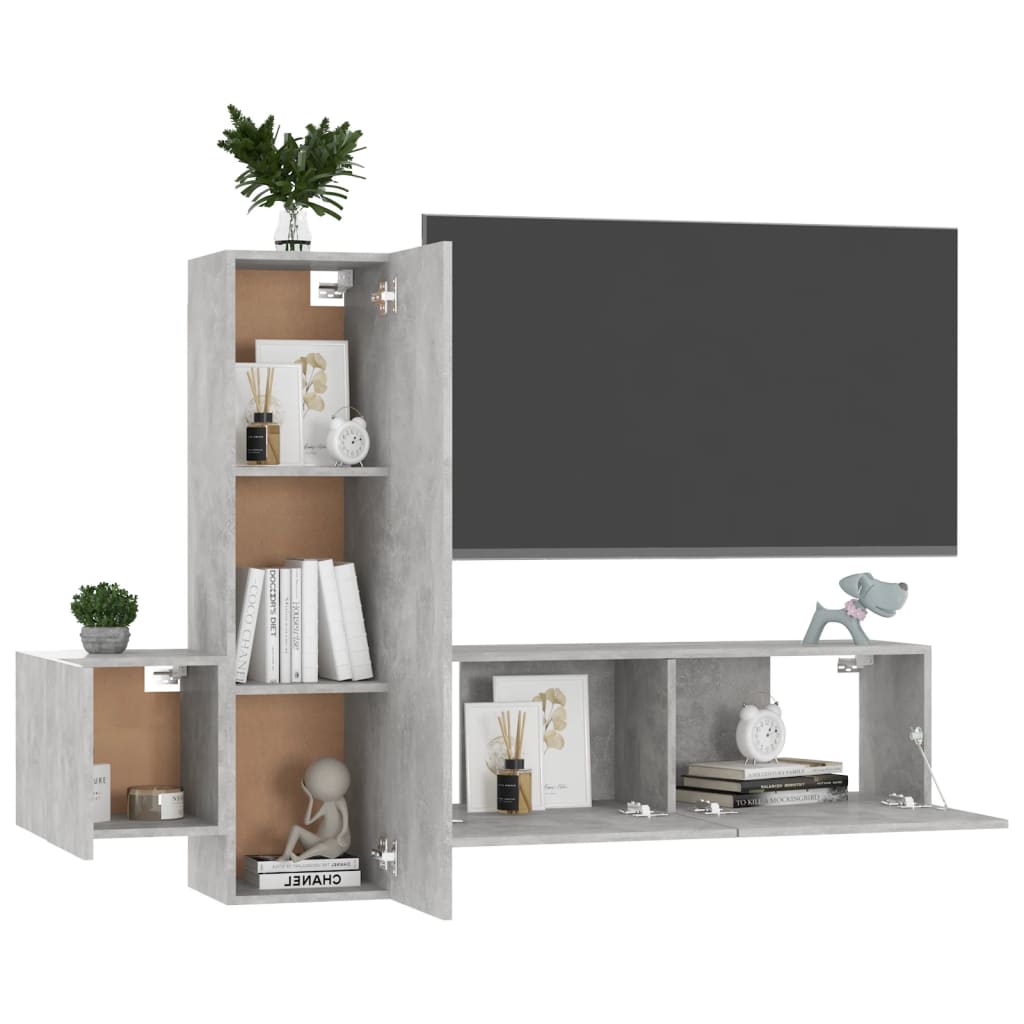 Set Di Mobili Porta Tv 3 Pz In Legno Multistrato