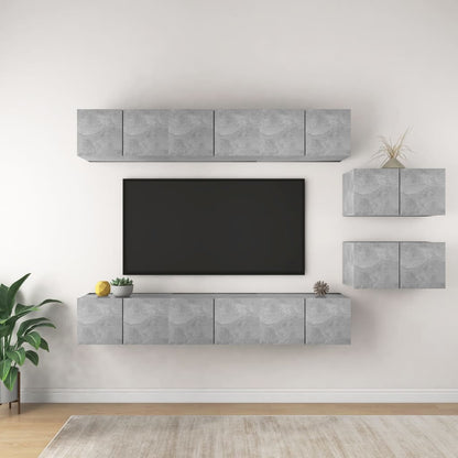 Set Mobile Tv 6 Pz Montato A Parete In Truciolato